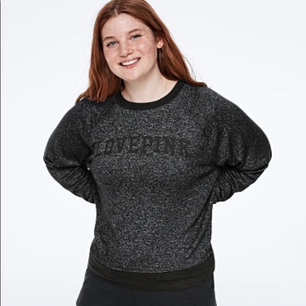 Victoria's secret pink cozy crew black sweatshirt pullover ❤️